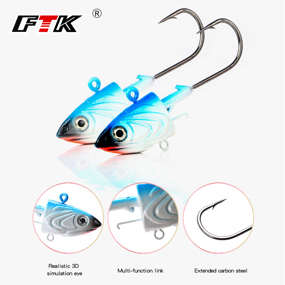 Jig Head Lure - FTK 2PCS Jig Kopf Angelhaken 40g
