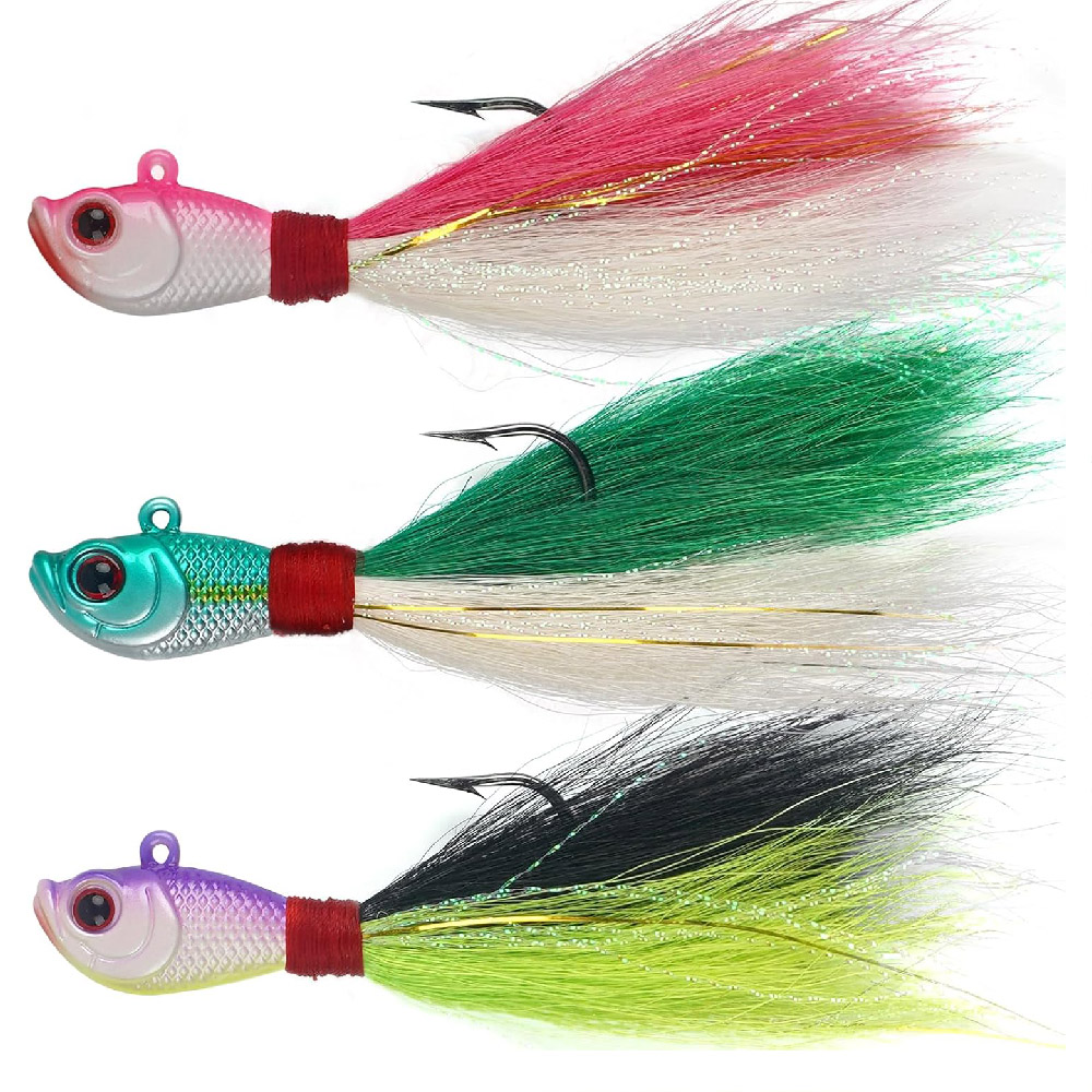 Fishing Equipment Shop - 3 Stück Bucktail Jigs Salzwasser Süßwasserköder