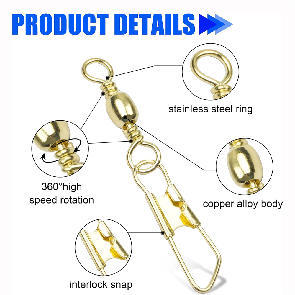 50Pcs Gold Angeln Barrel Wirbe – Fishing Equipment Shop Bewertung und Preis